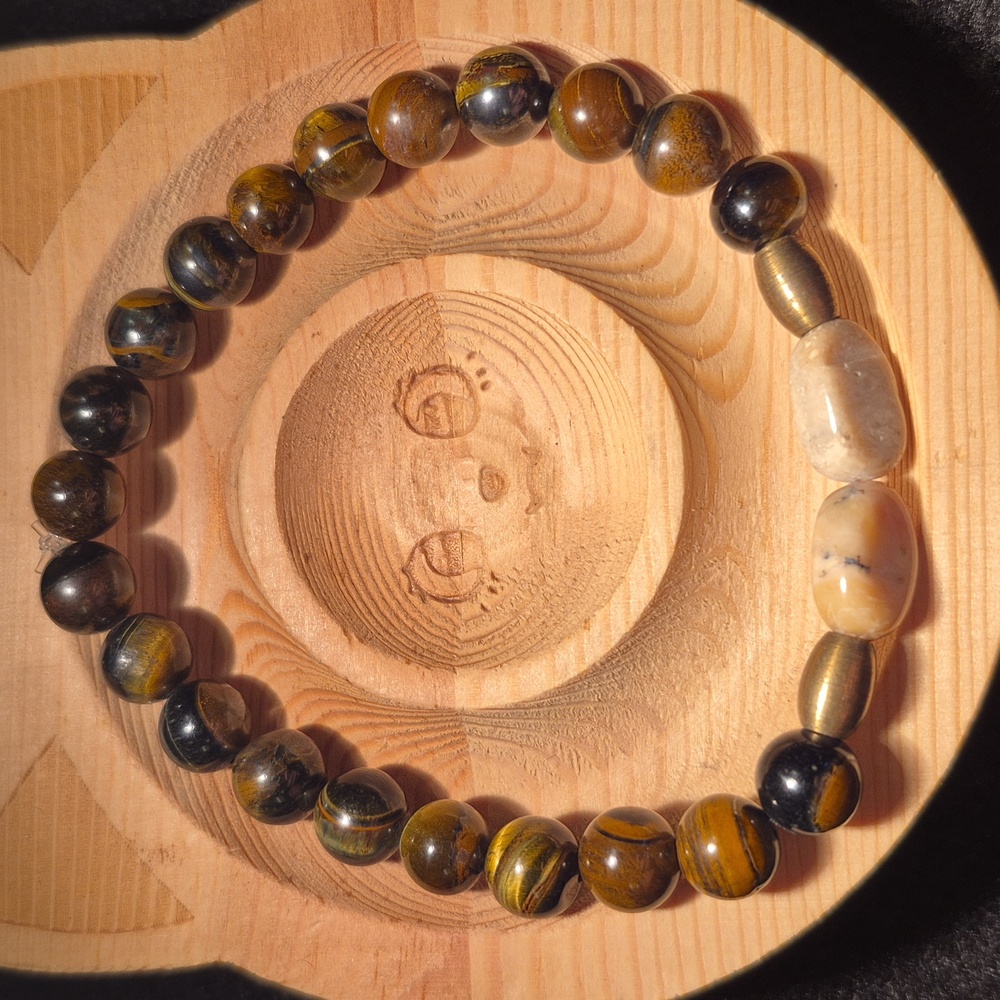 Pink opal and golden tiger eye